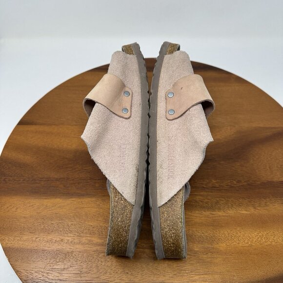 Birkenstock Kyoto Sandals Womens Size 10 Mens 8 EU 41 Tan Nubuck Medium - Picture 11 of 13